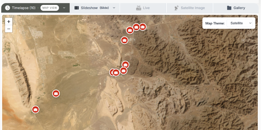 Map view of project cameras