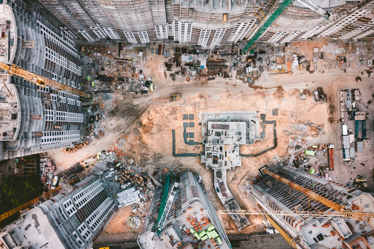 Aerial view of a high-rise building project